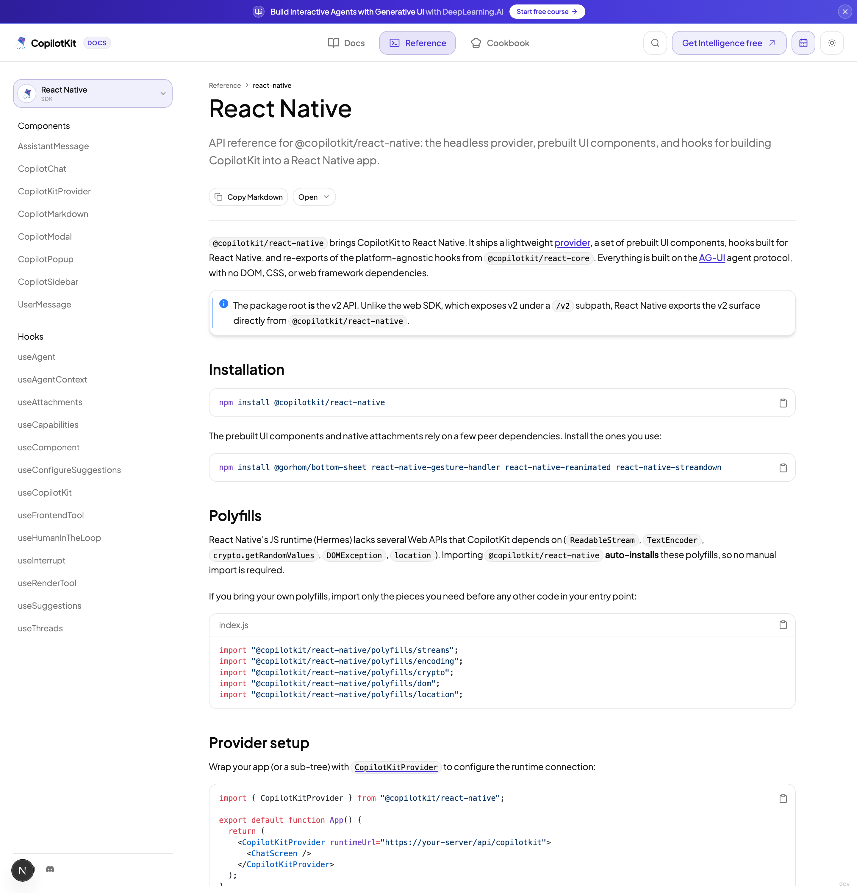 React Native reference overview