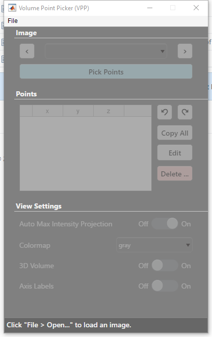 Main Volume Point Picker Application Window