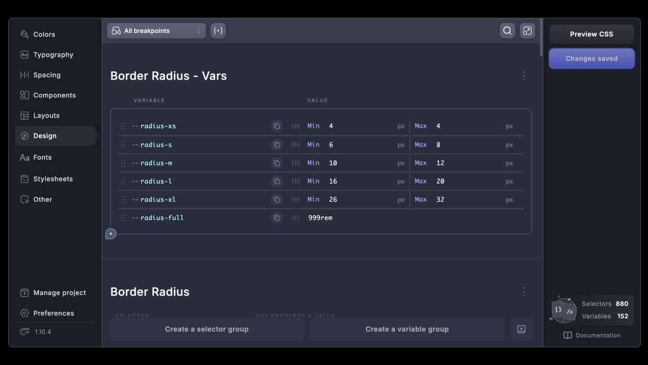 Border radius design tokens