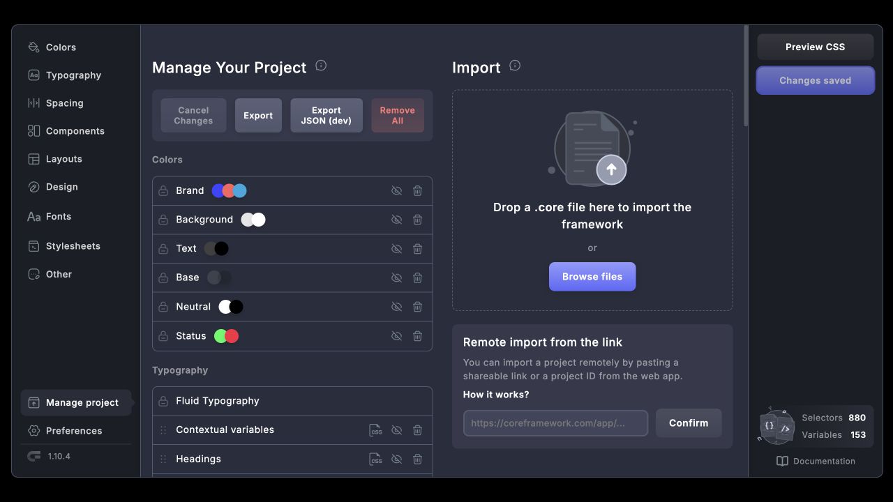Project import, export, and group management