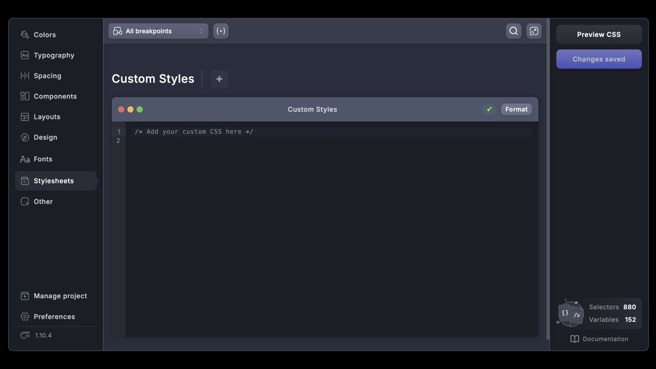 Custom stylesheet editor