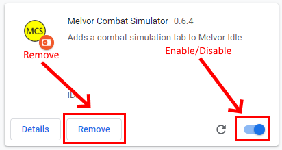 Disabling or Removing the Extension