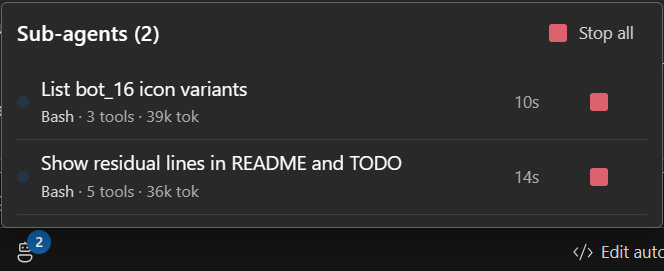 Diffs and tool rows in the chat