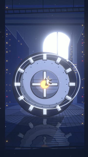A vault door in hand-drawn anime style