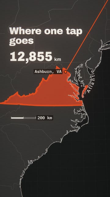 A map with a route traced across the US