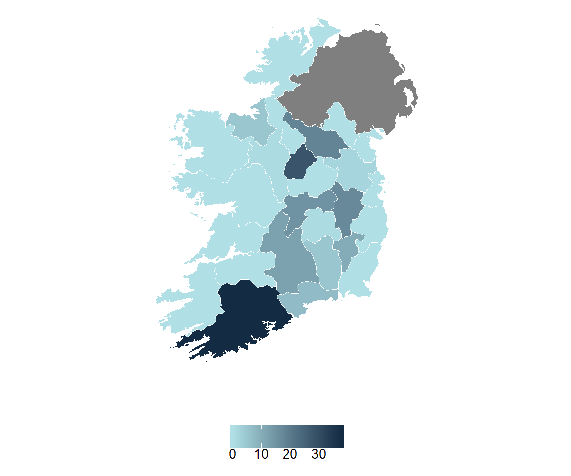 Number of carcass per county submitted to the RVLs for post-mortem examination during 2018.