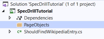 PageObject folder will store your SpecDrill page objects