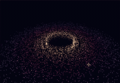 The Nebula experiment, a swirling particle galaxy
