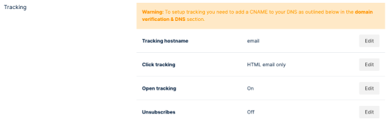 Mailgun Tracking Settings