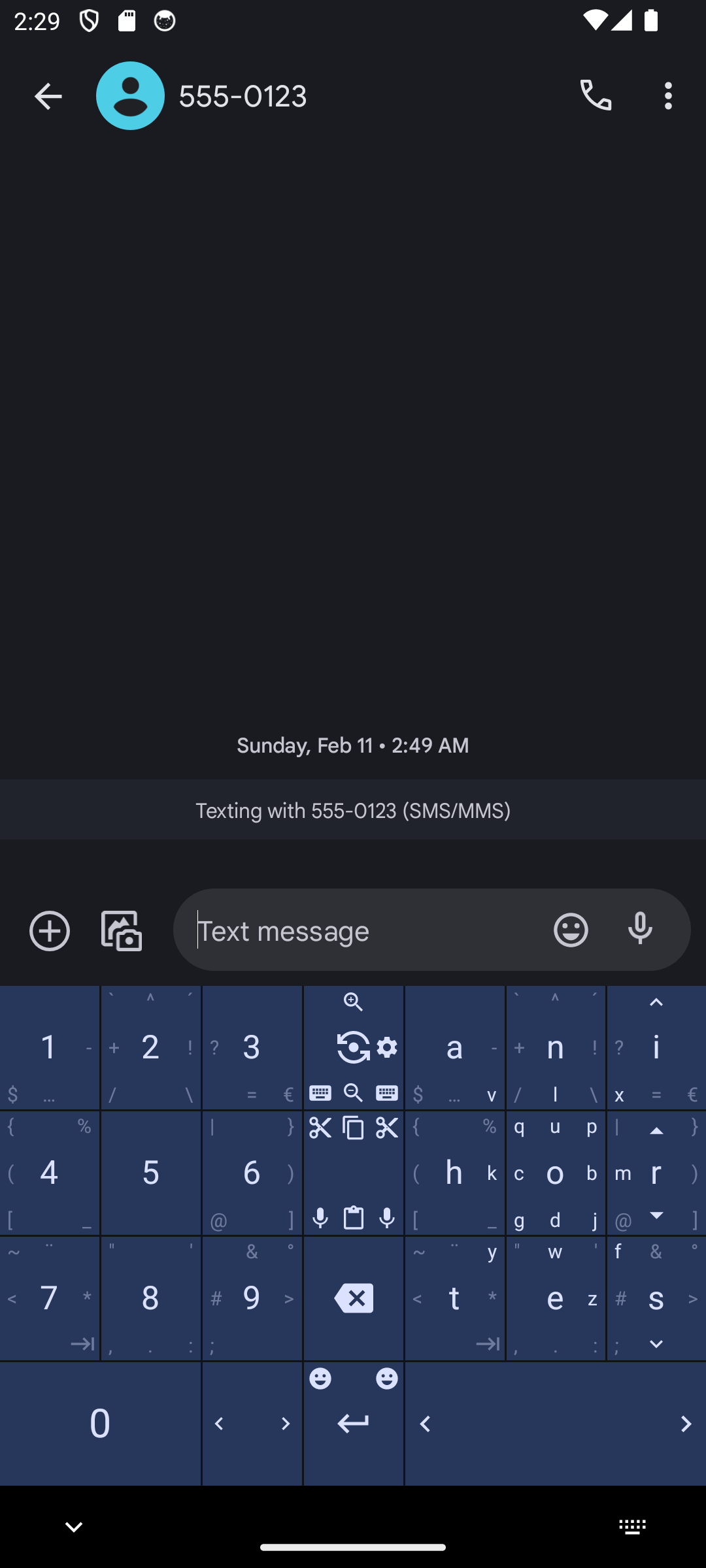 Screenshot of the keyboard in use