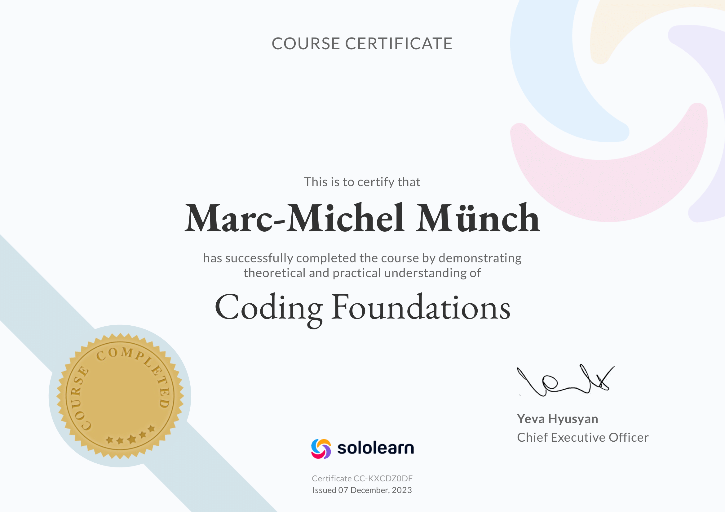 Open Online Course 'Coding Foundations' via Sololearn