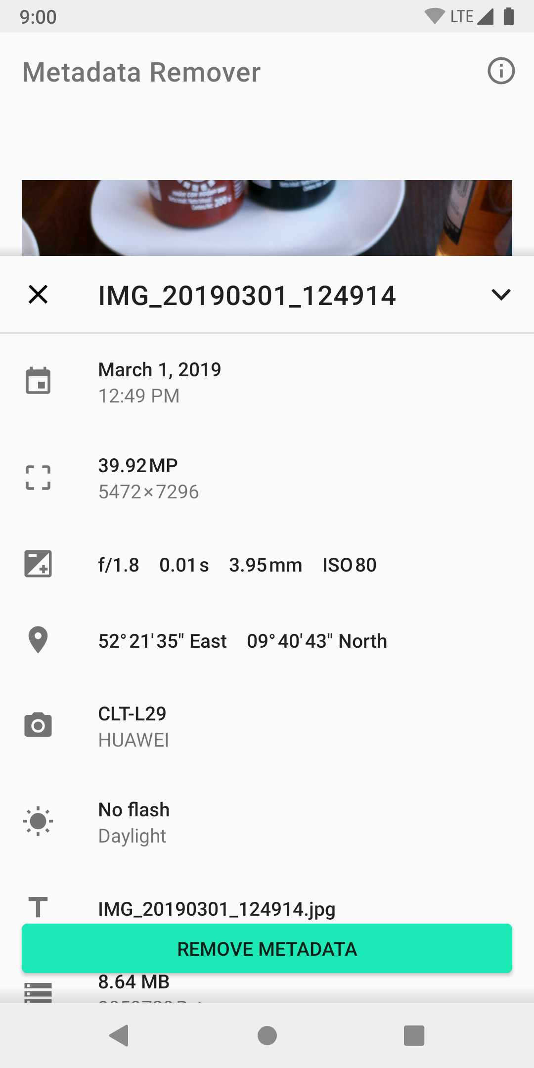 Screenshot 2 of Metadata Remover — opens full size