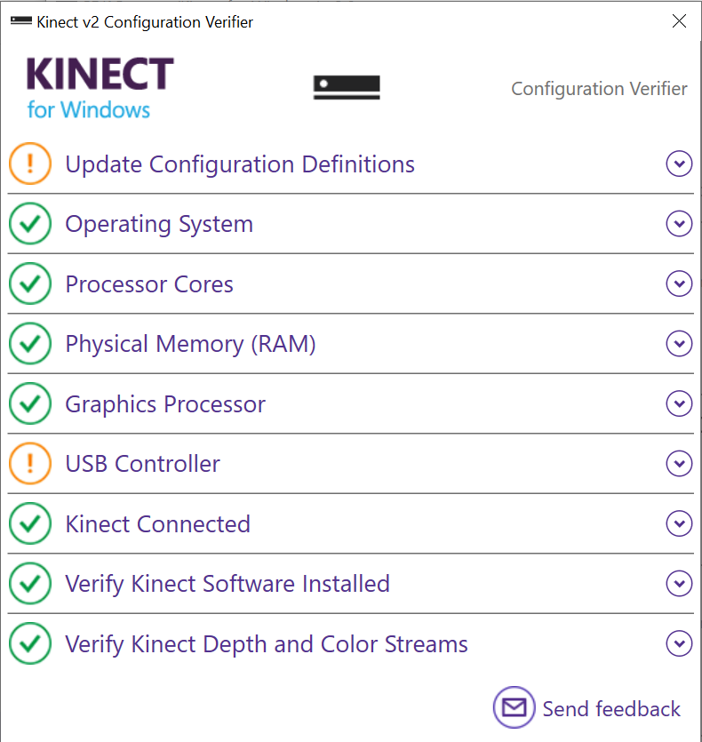 Kinect Configuration Verifier
