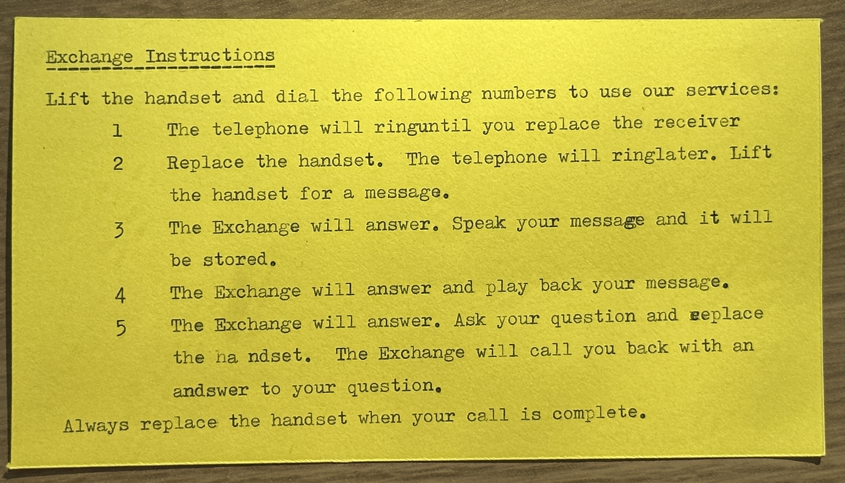 the instructions for the telephone