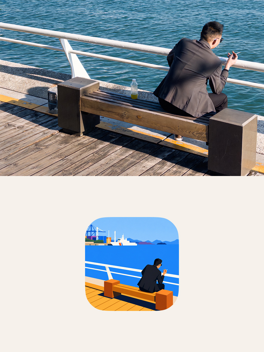 Waterfront bench showcase