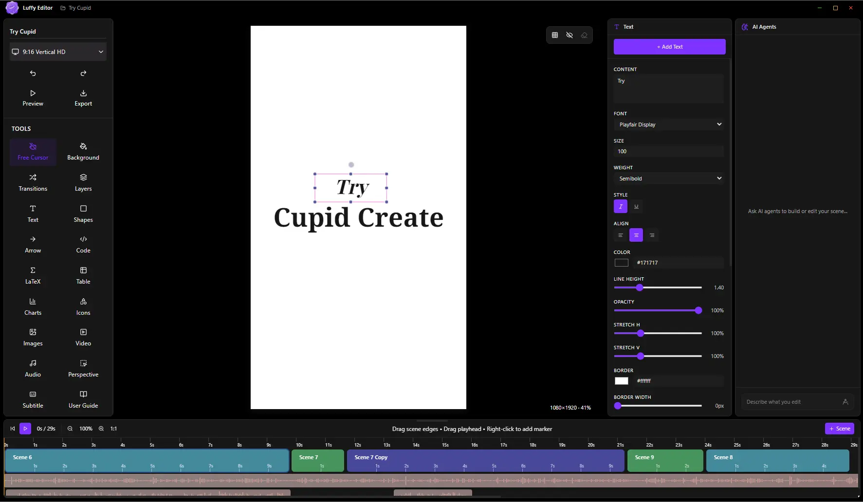 Luffy Create editor interface
