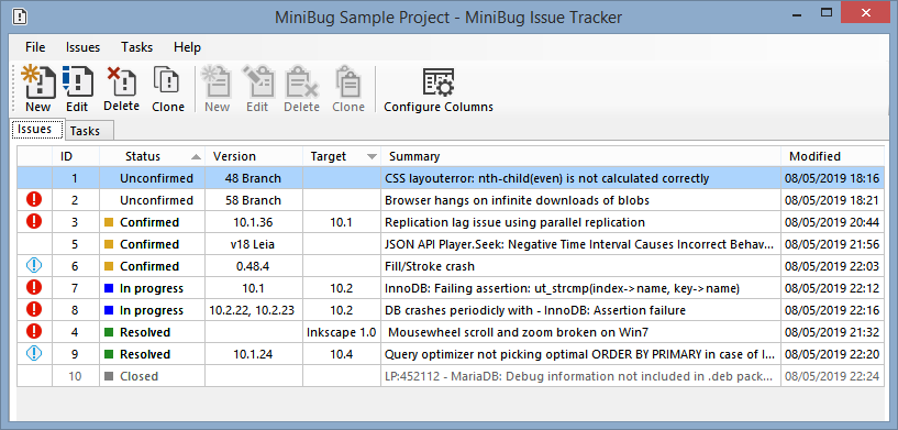 MiniBug main window