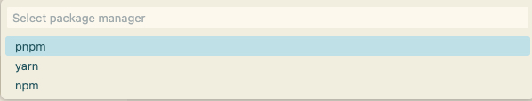 select package manager