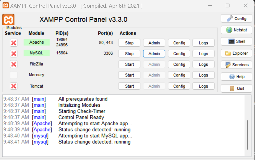 Apache and MySQL