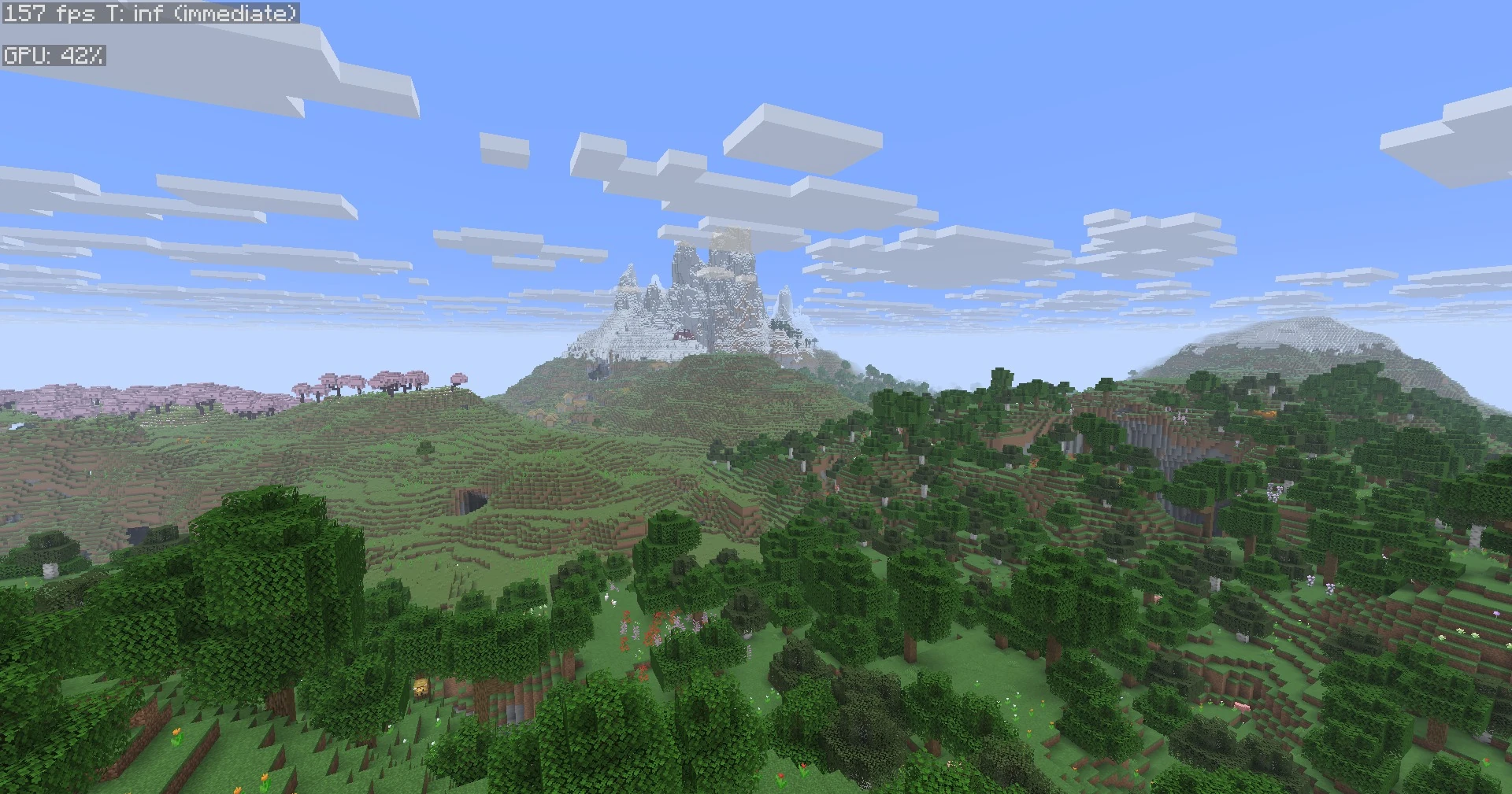 Vanilla at its maximum of 32 chunks: 157 FPS
