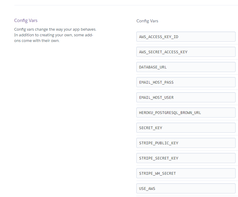 Heroku Env variables