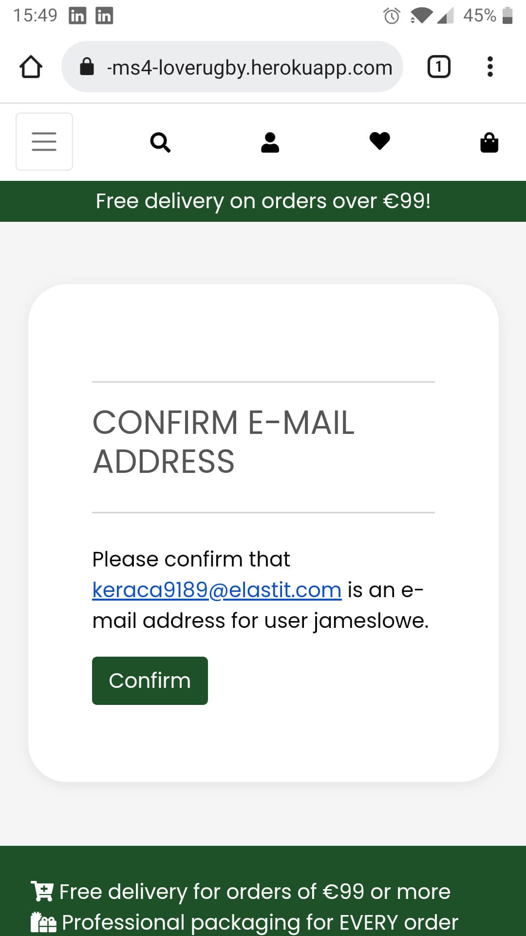 Confirm email