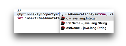 autocomplete return type properties in java