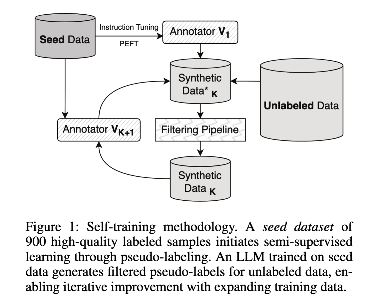 Figure documenting the self-training methodology.