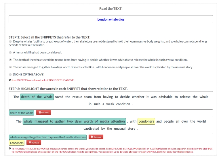 Fig.1: CrowdTruth Workflow for Identifying Salient Features in News - DS1.