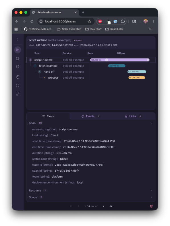 otel-cli example trace