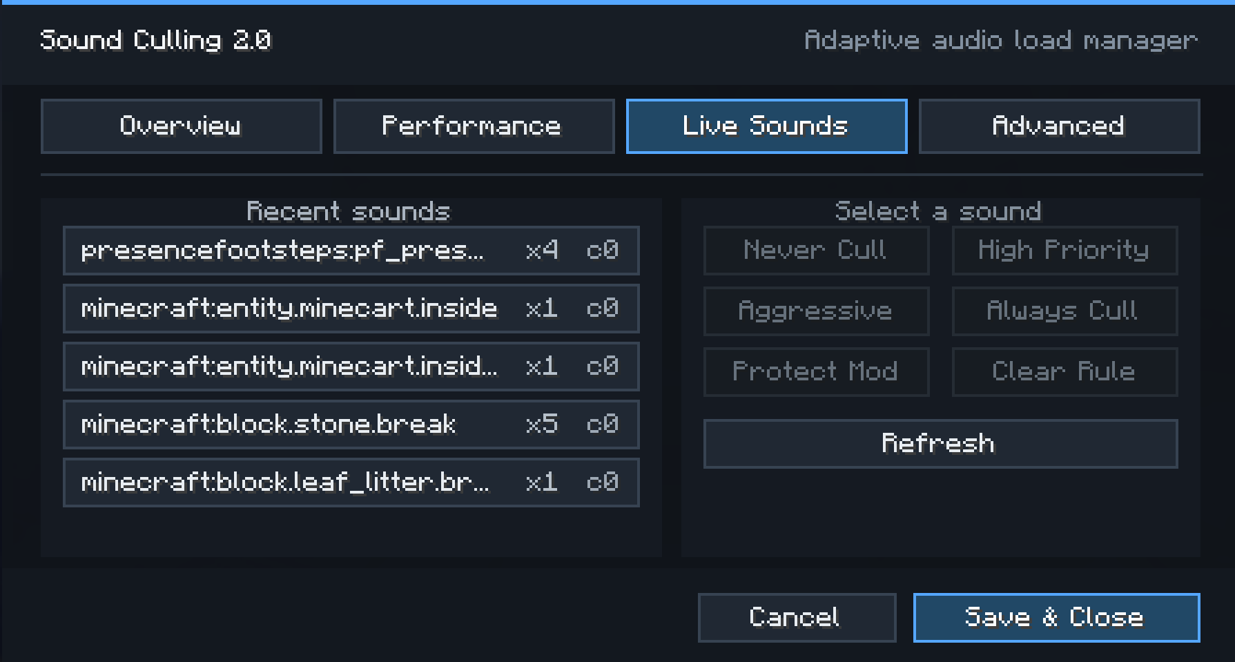 Sound Culling Live Sounds