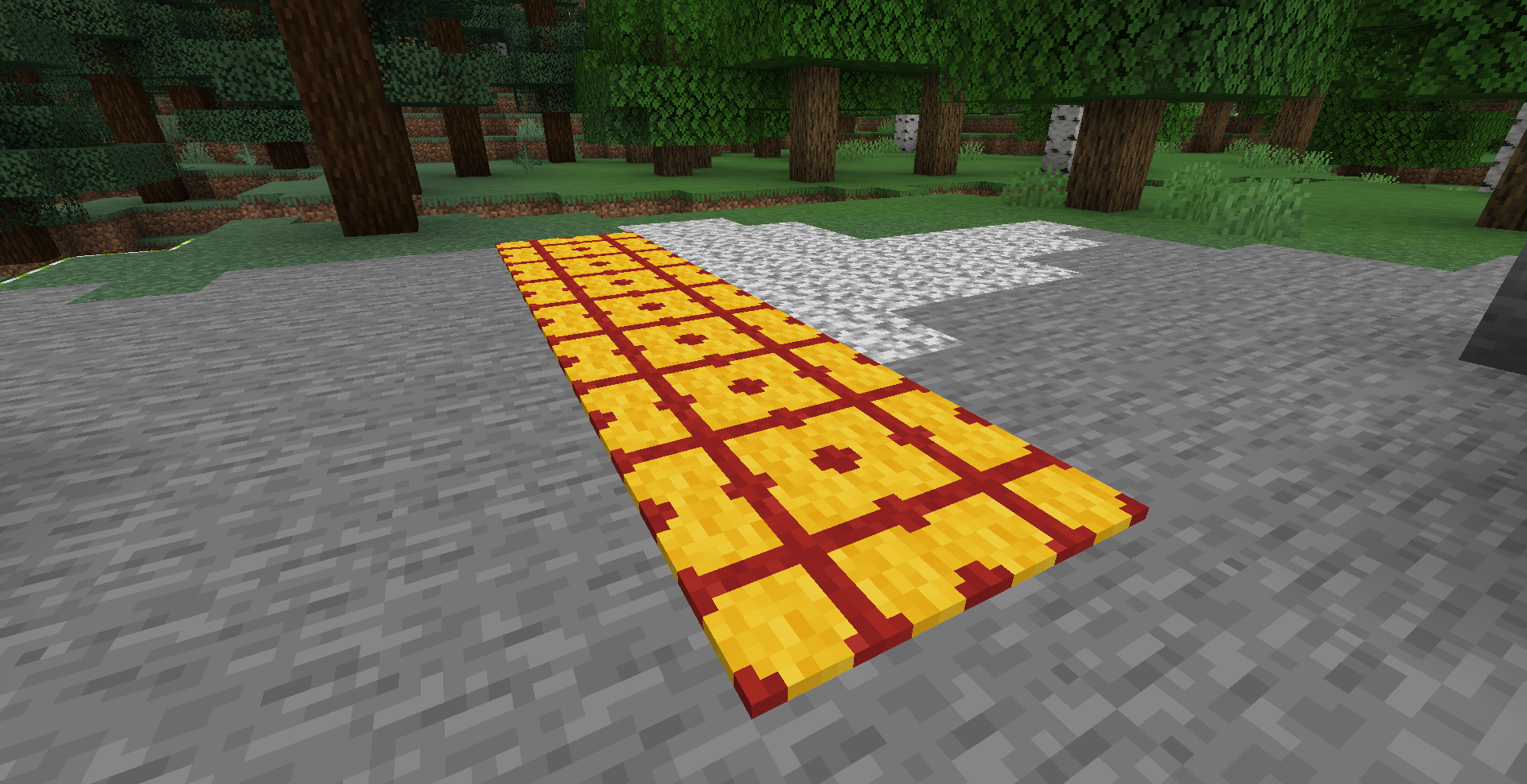 A large patterned carpet placed across the ground