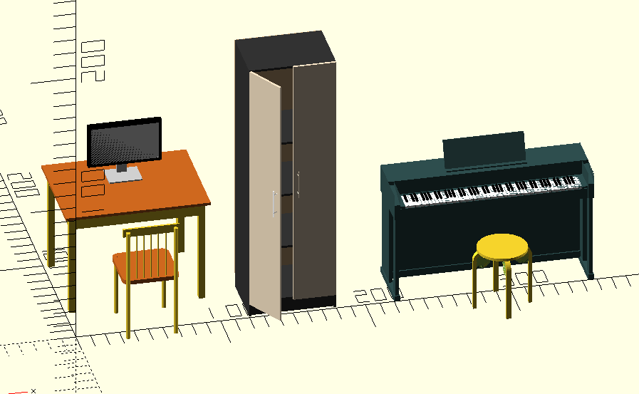 Пример мебели OpenSCAD