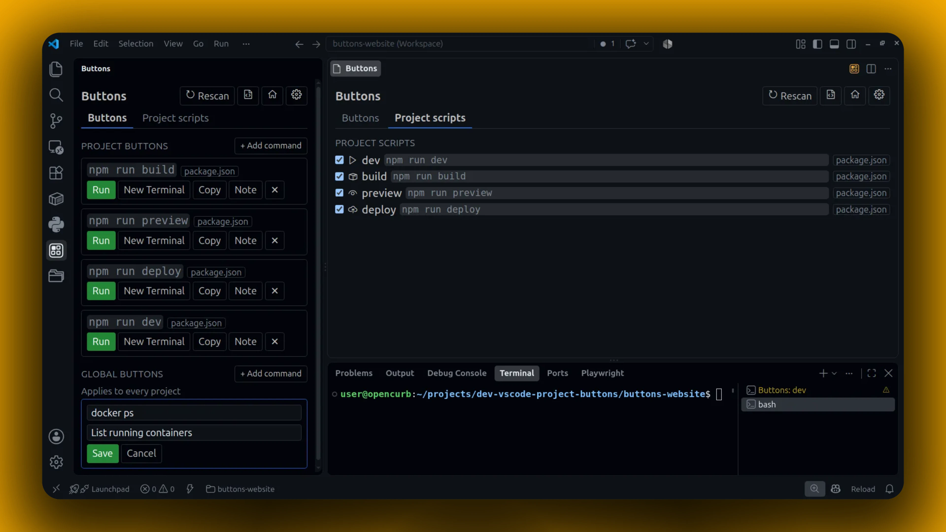 Buttons scanning scripts into a clickable launcher