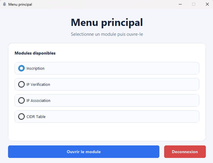 IpCrypt - menu