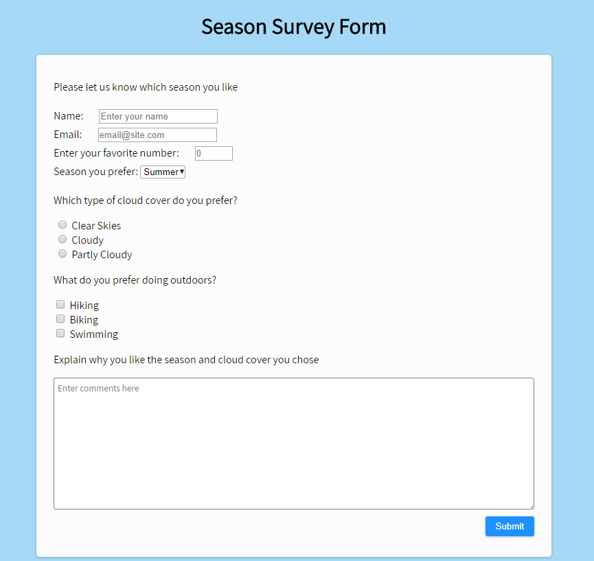 Survey Page screenshot