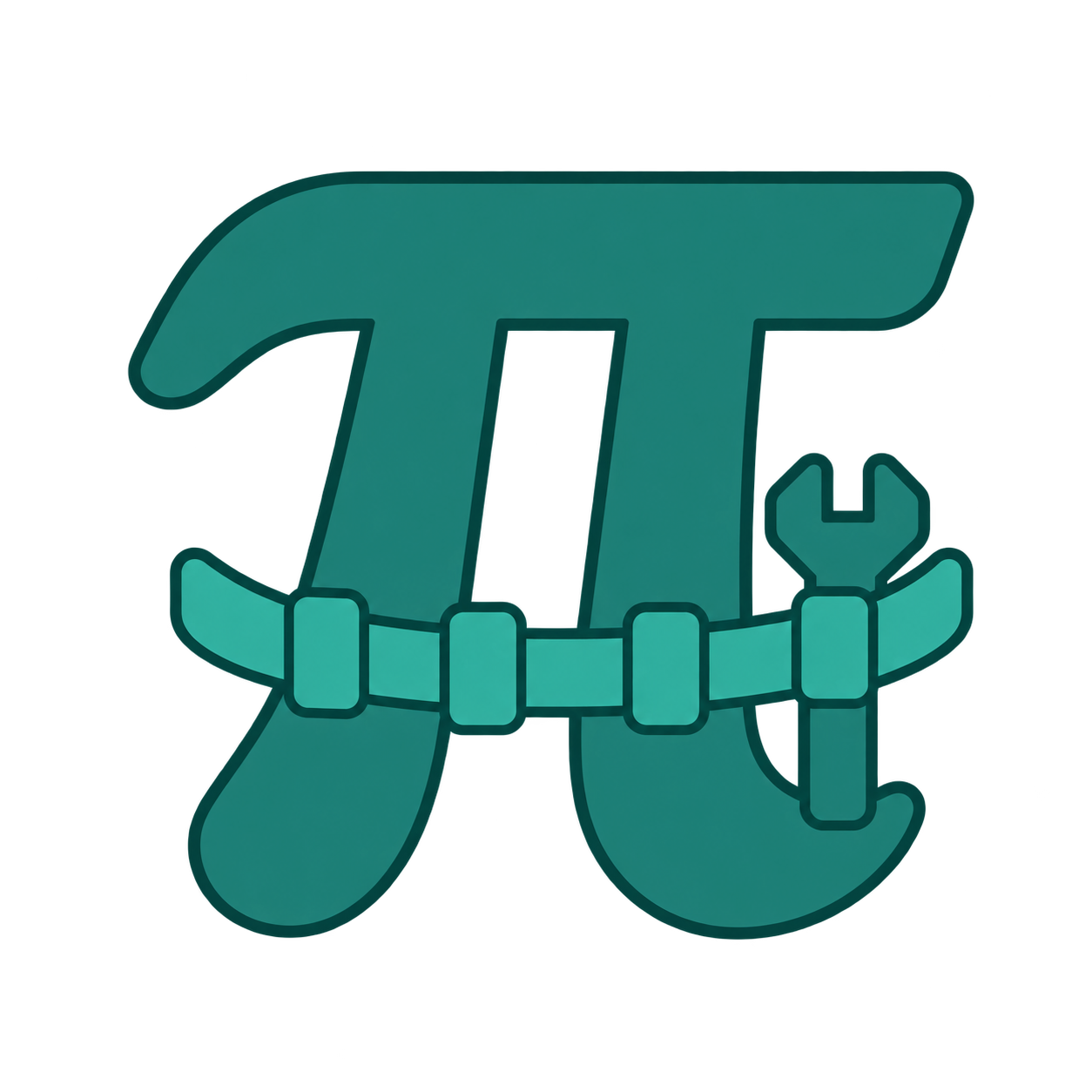 pi-toolbelt: the Pi symbol wearing a belt with one wrench clipped on