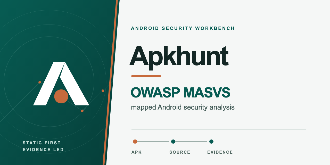 Apkhunt: OWASP MASVS mapped Android security analysis
