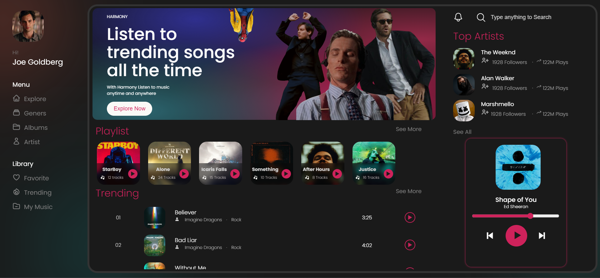 Music App UI Preview