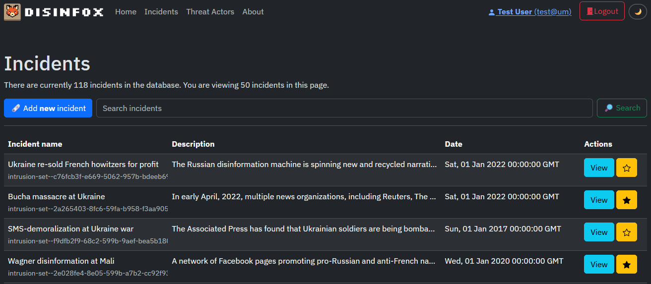 DISINFOX disinformation incident listing