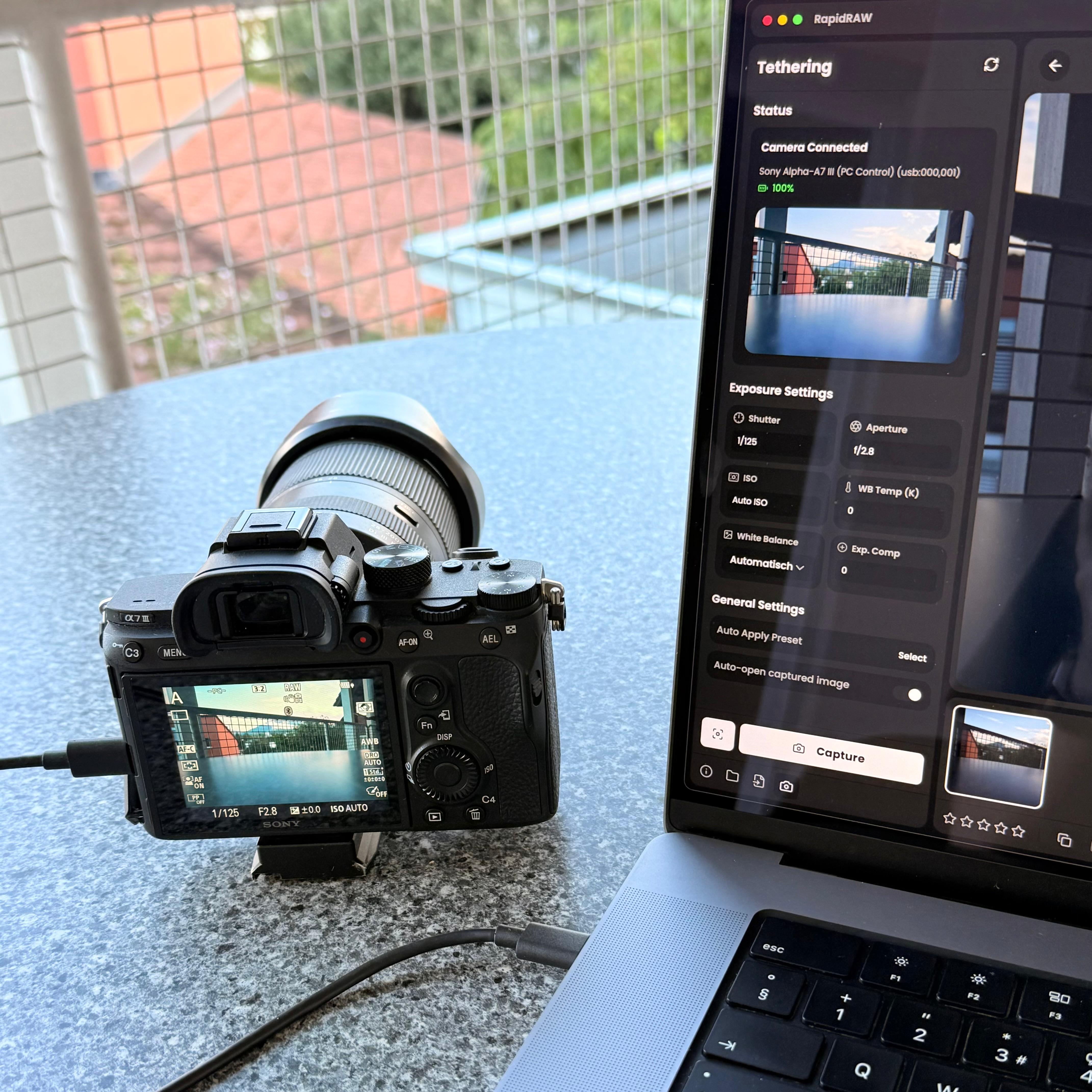 RapidRAW Camera Tethering Setup