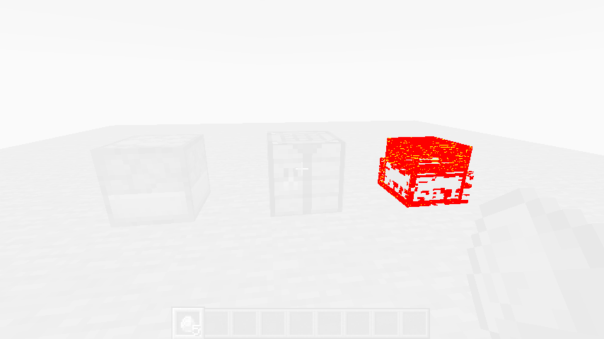 The same scene ghosted to near-white, with only the changed chest picked out in saturated red