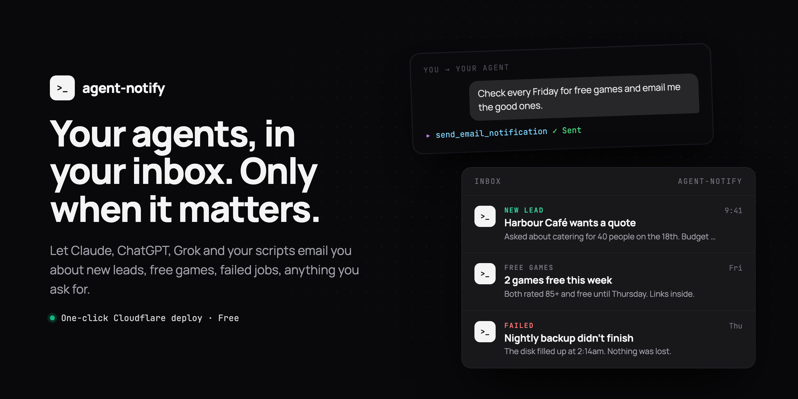 agent-notify: your agents, in your inbox