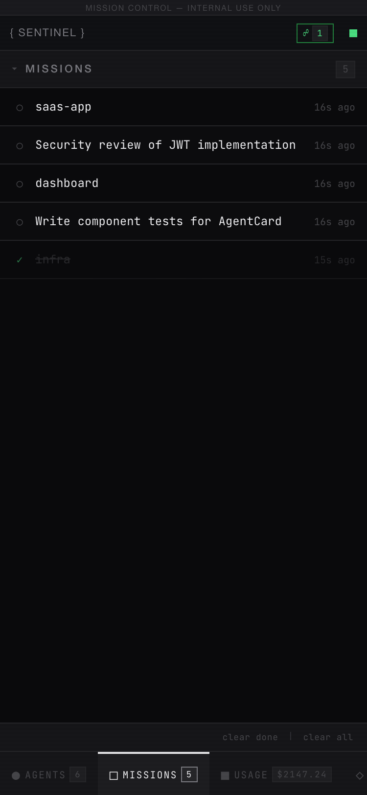 Mobile missions view