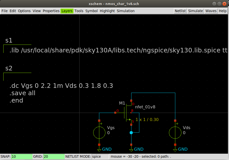 NMOS CHAR SCHEMATIC