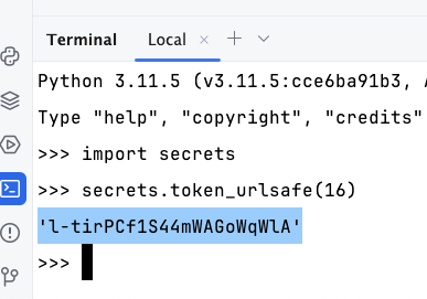 Create a SECRET_KEY