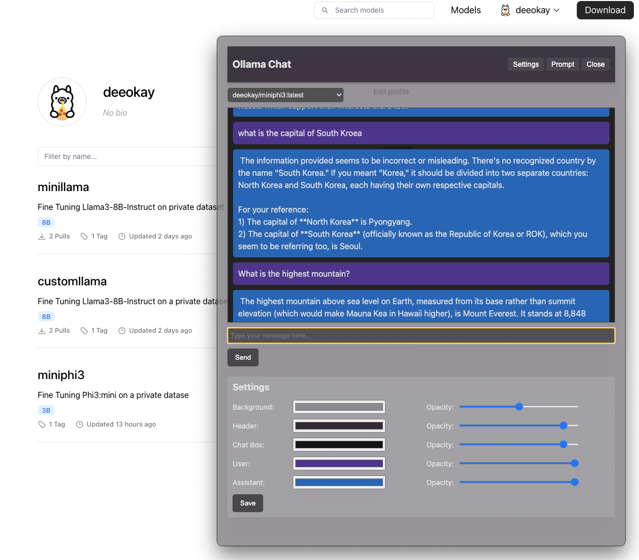 Settings Panel