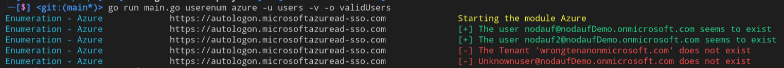 User enumeration on Azure