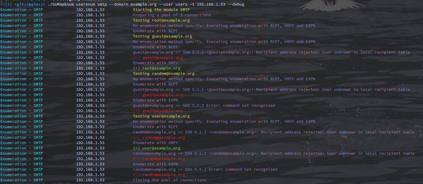 User enumeration on SMTP