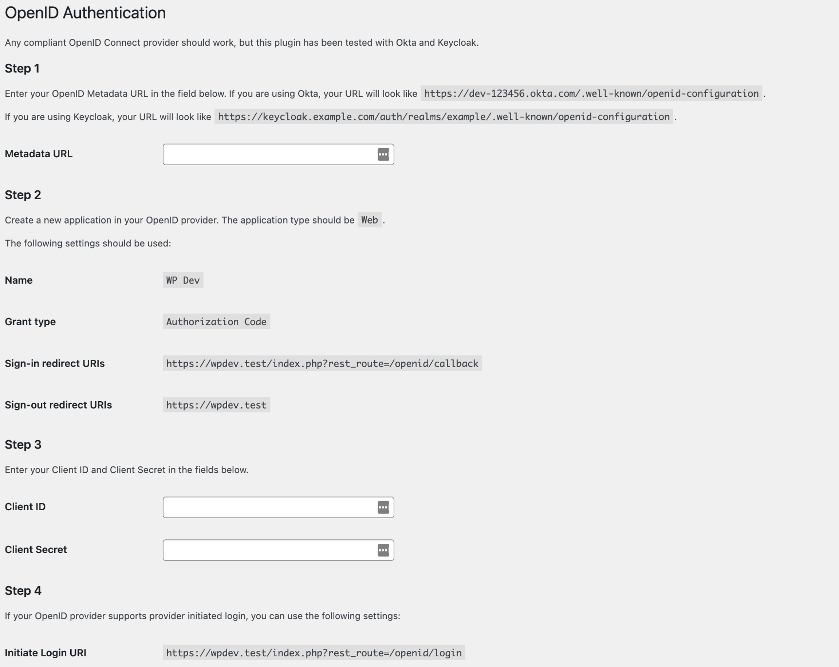 Settings Page